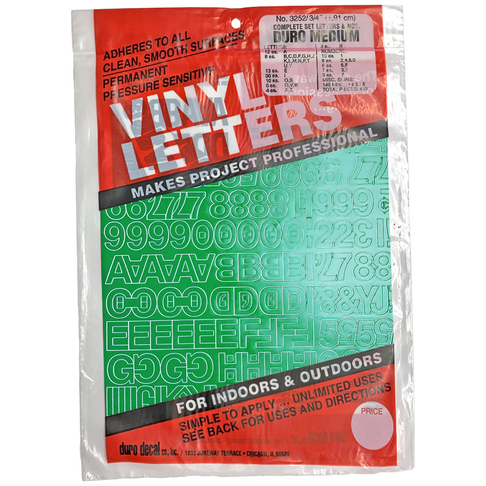 Duro Adhesive Vinyl Helvetica Letters & Numbers 3/4" Green