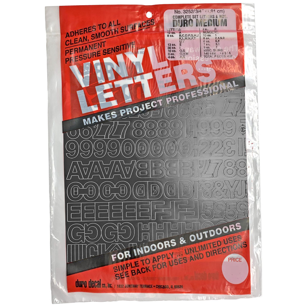 Duro Adhesive Vinyl Helvetica Letters & Numbers 3/4" Black
