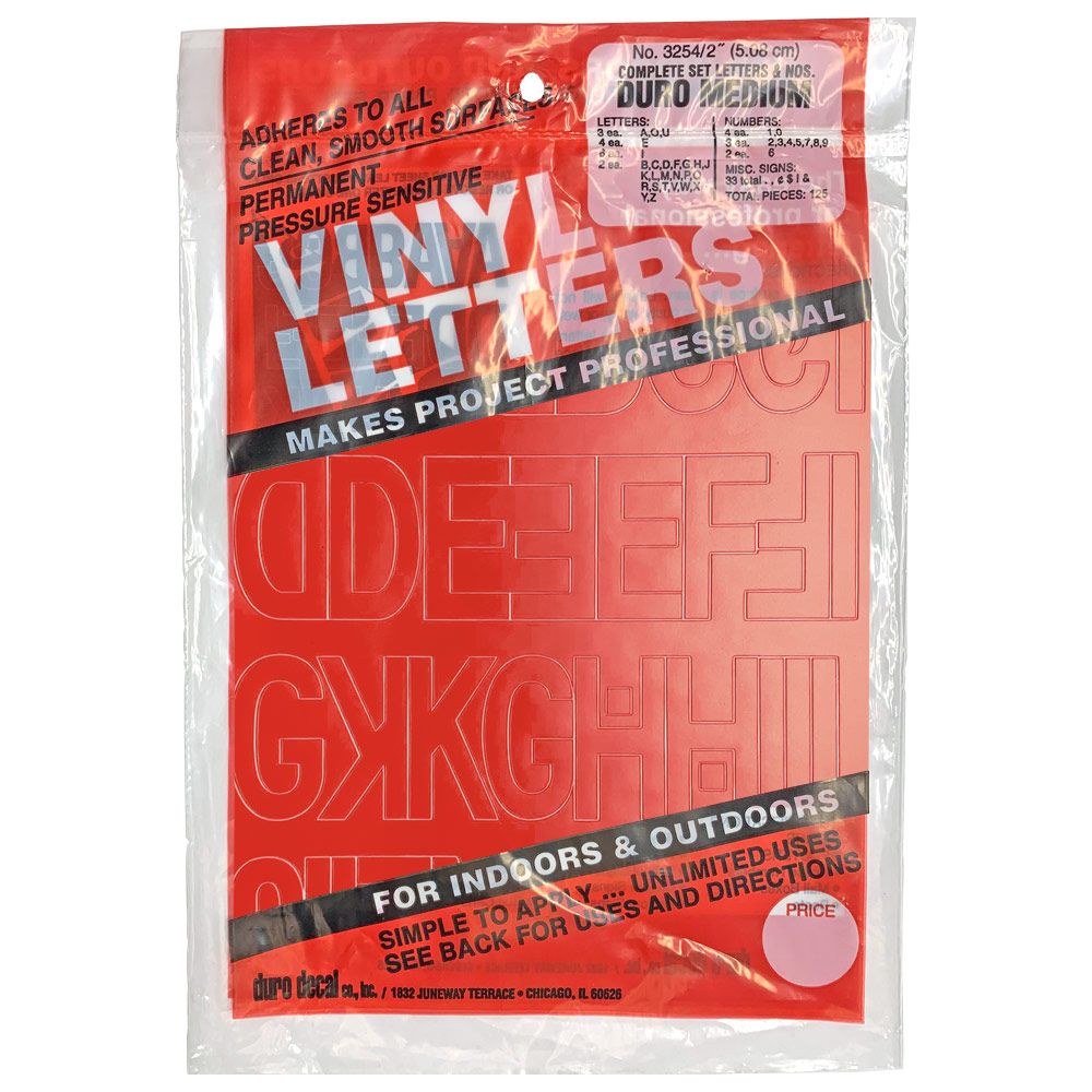 Duro Adhesive Vinyl Helvetica Letters & Numbers 2" Red