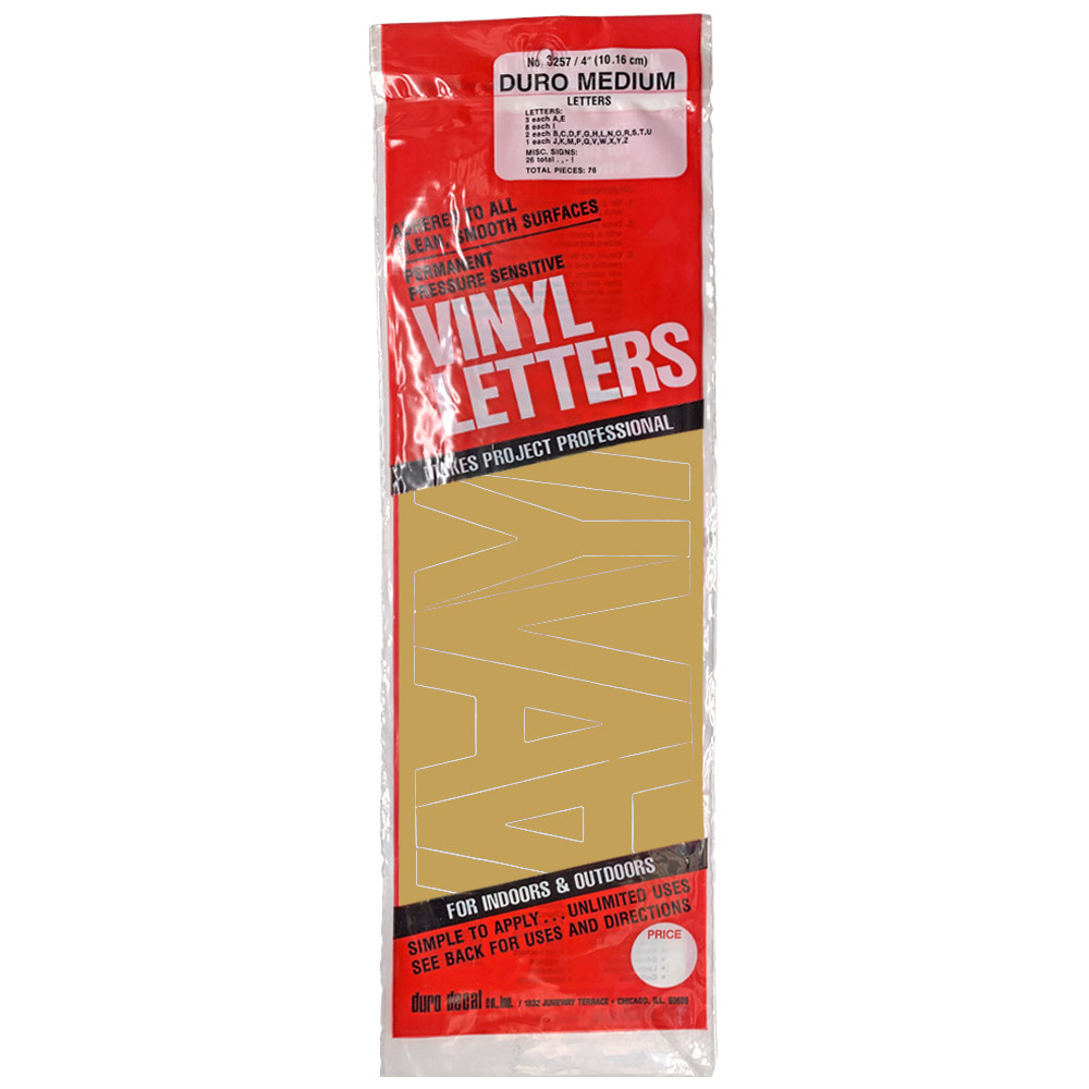 Duro Adhesive Vinyl Helvetica Letters 4" Gold