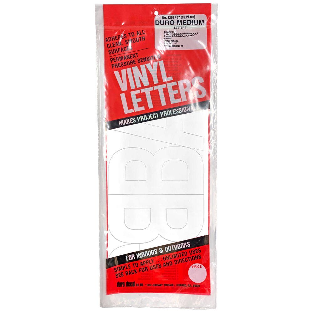 Duro Adhesive Vinyl Helvetica Letters 6" White