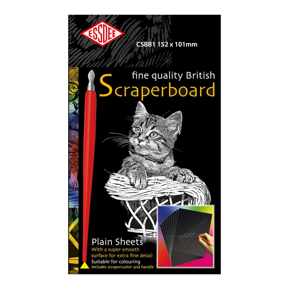 Essdee Fine Quality British Black Scraperboard 5 pack 4"x6" Plain