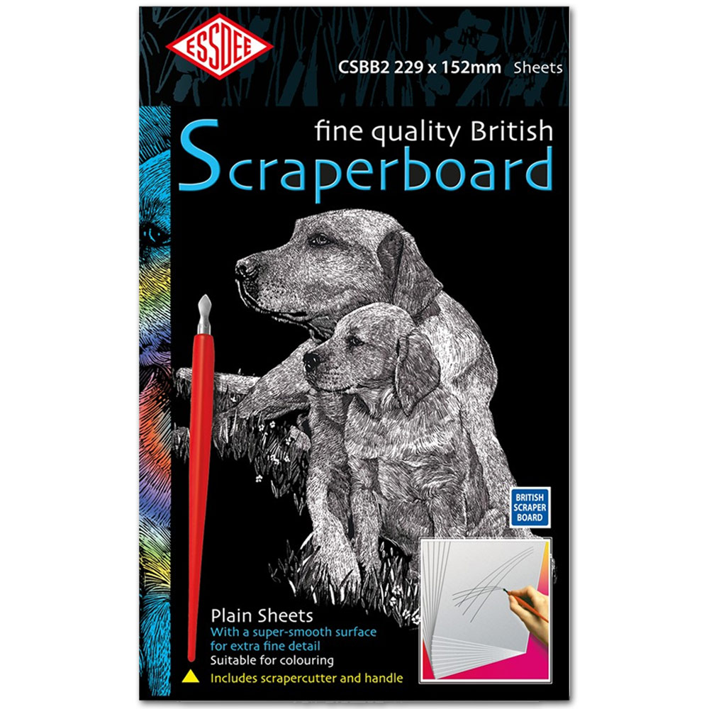 Essdee Fine Quality British Black Scraperboard 5 pack 6"x9" Plain