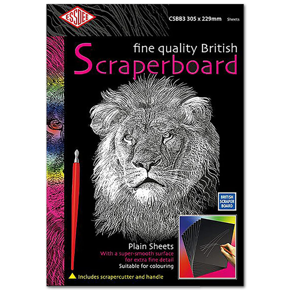 Essdee Fine Quality British Black Scraperboard 5 pack 9"x12" Plain