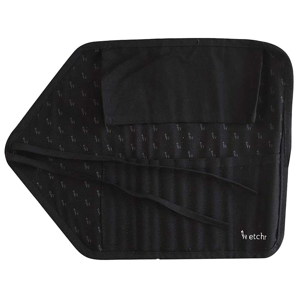 Etchr Lab Watercolor Roll Up Brush Pouch Black