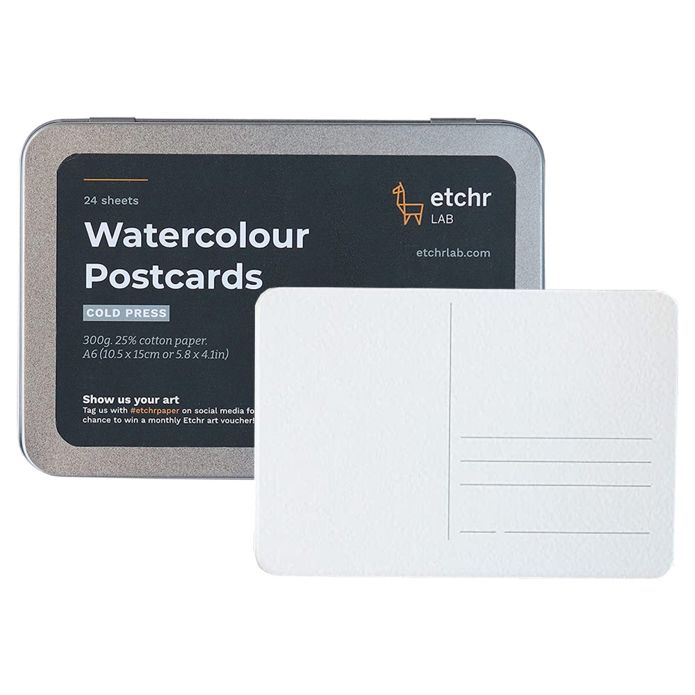 Etchr Lab 25% Cotton Watercolor Postcards 24 Pack 5.8"x4.1" Cold Press