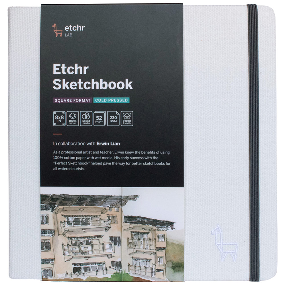 Etchr Lab Square Watercolor Sketchbook 52 Sheets 8" Cold Press