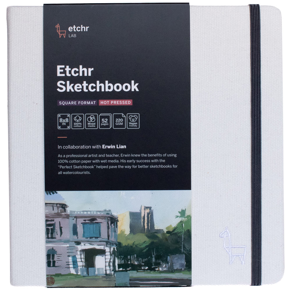 Etchr Lab Square Watercolor Sketchbook 52 Sheets 8" Hot Press