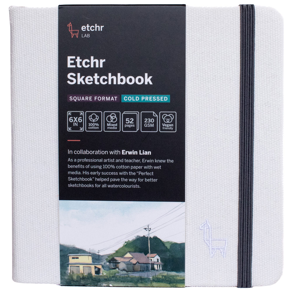 Etchr Lab Square Watercolor Sketchbook 52 Sheets 6" Cold Press