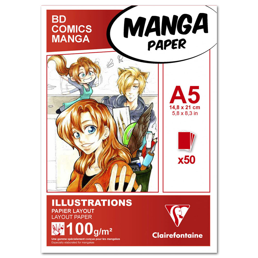 Clairefontaine A5 Manga Illustration Layout Paper 50 Sheets 5.8"x8.3"