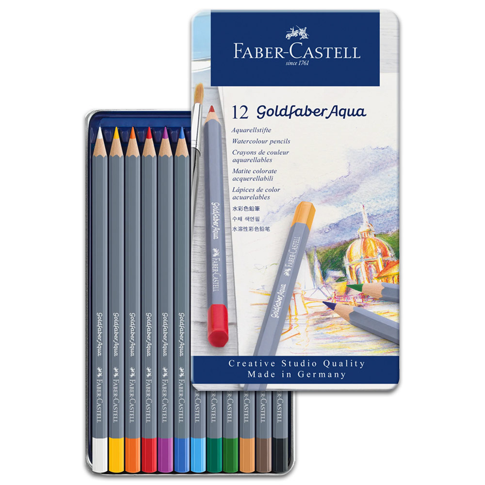 Faber-Castell Goldfaber Aqua Watercolor Pencil Tin 12 Set