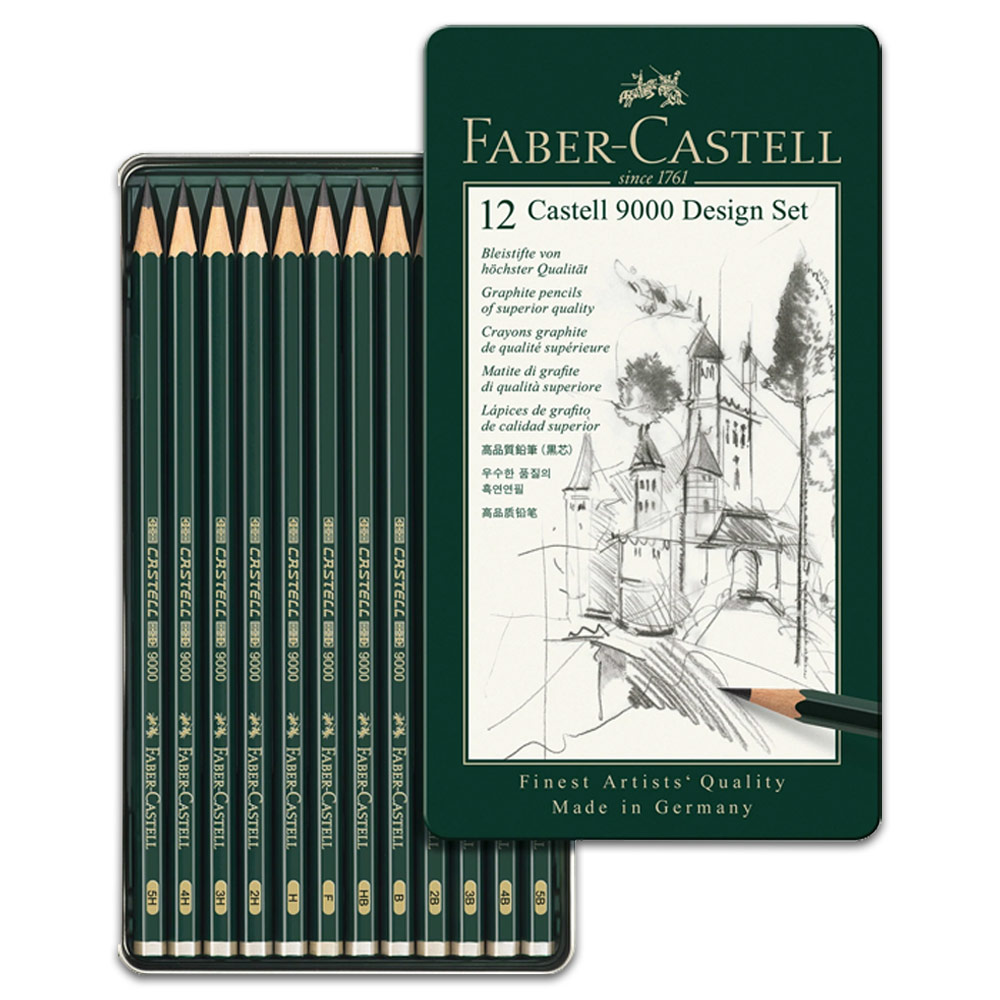 Faber-Castell Castell 9000 Graphite Pencil Tin 12 Set Design