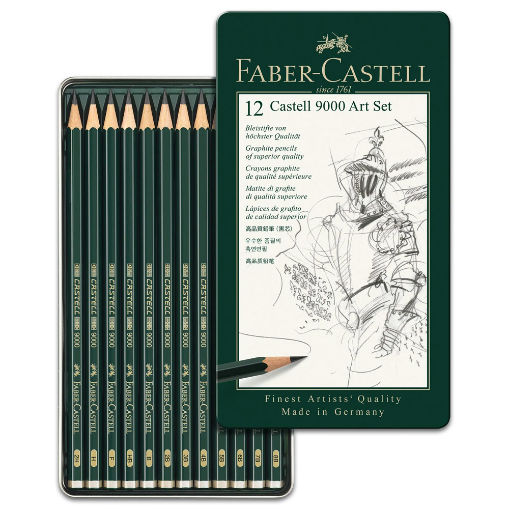 Faber Castell 9000 Graphite Sketch Pencils 8B 2H Art Set Of 12