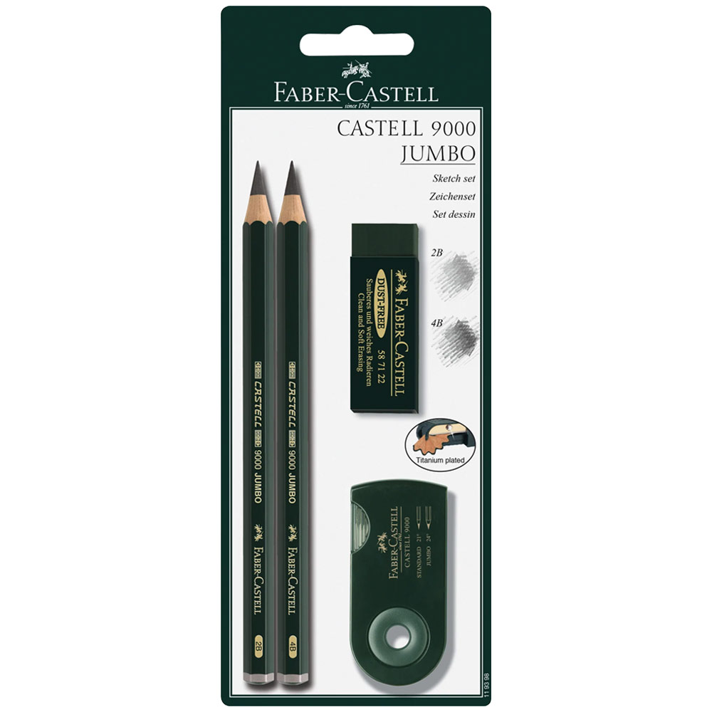 Faber-Castell Castell 9000 Jumbo Graphite Pencil 4 Set