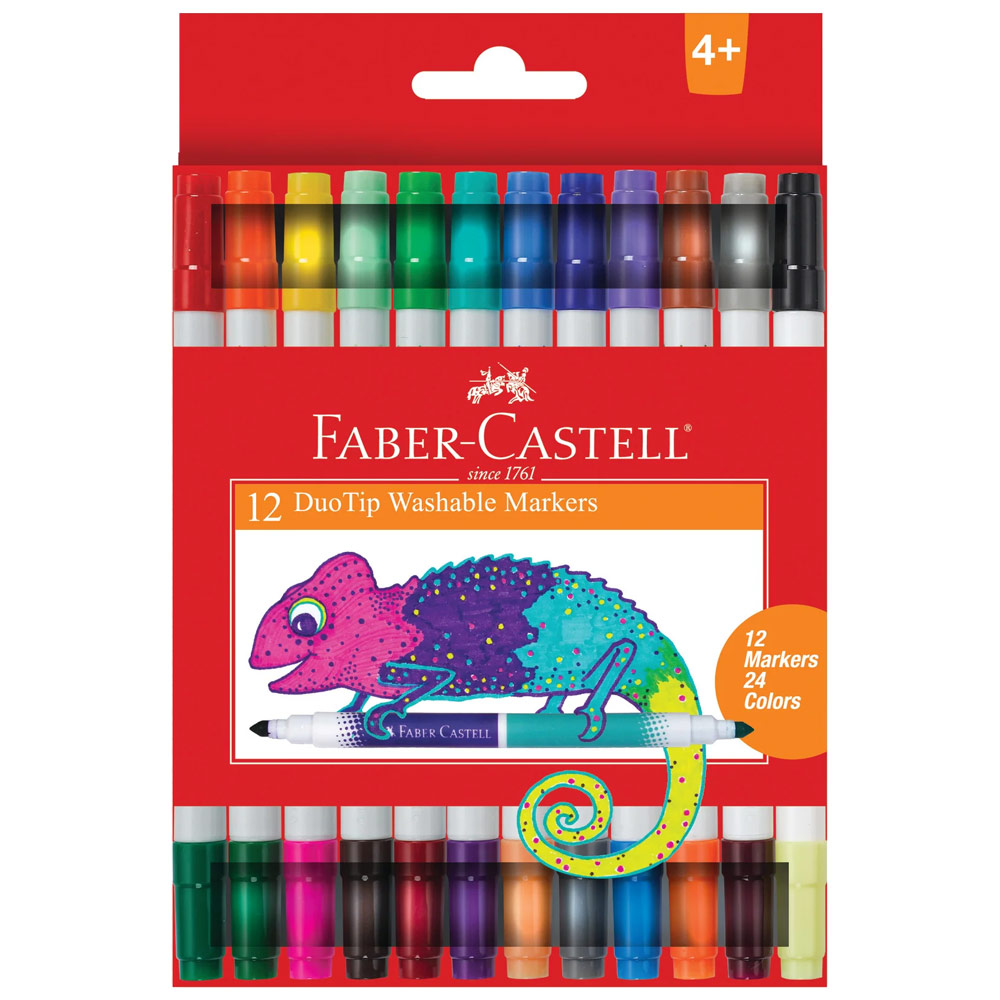 Faber-Castell Duo Tip Washable Markers, 24 Markers, 48 Colors