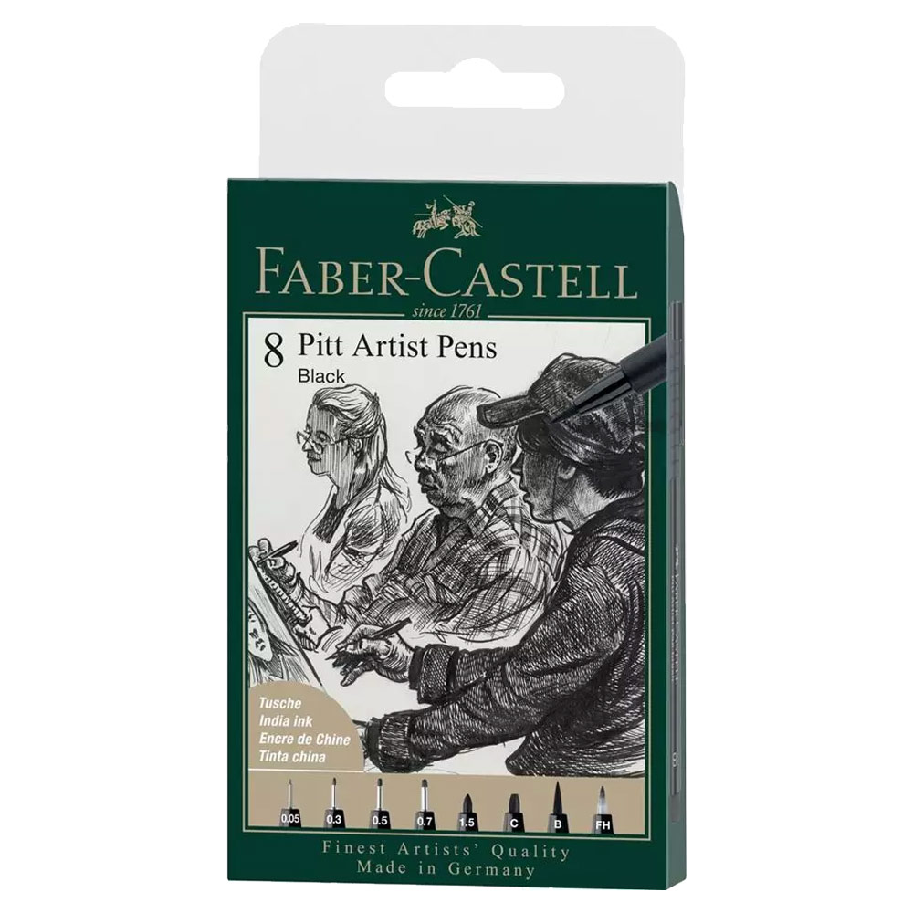 Faber-Castell Pitt Artist Pen Wallet Black 8 Set