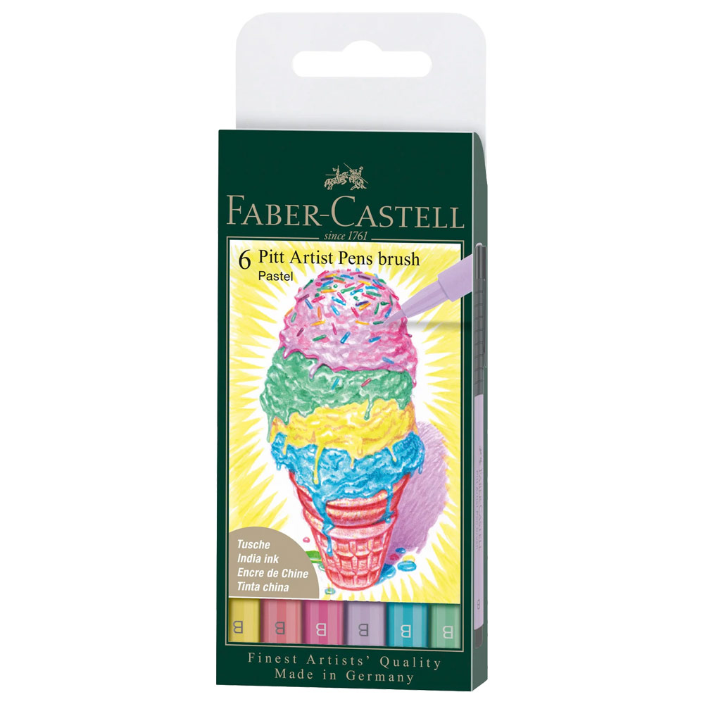 Faber-Castell Pitt Artist Brush Pen Wallet 6 Set Pastel