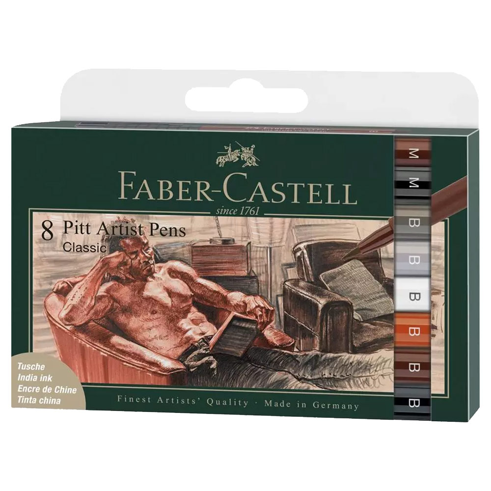 Faber-Castell Pitt Artist Brush Pen Wallet Classic 8 Set