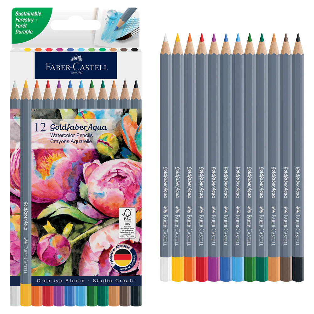 Faber-Castel Goldfaber Aqua Watercolor Pencil 12 Set Basic