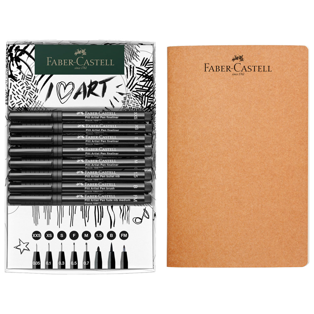 Faber-Castell Pitt Artist Pen Sketch + Notebook 9 Set