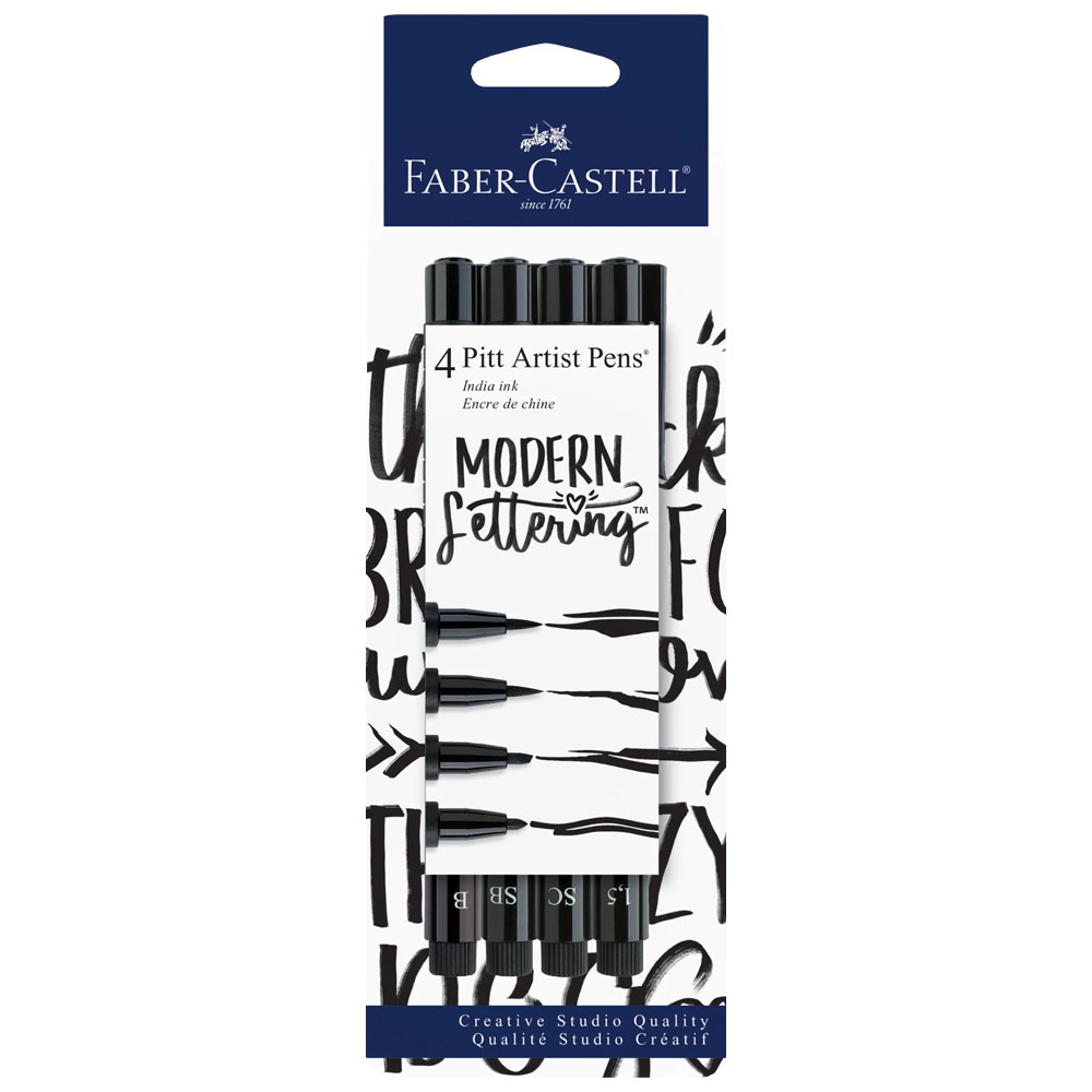 Faber-Castell Pitt Artist Brush Pen Modern Black Lettering 4 Set