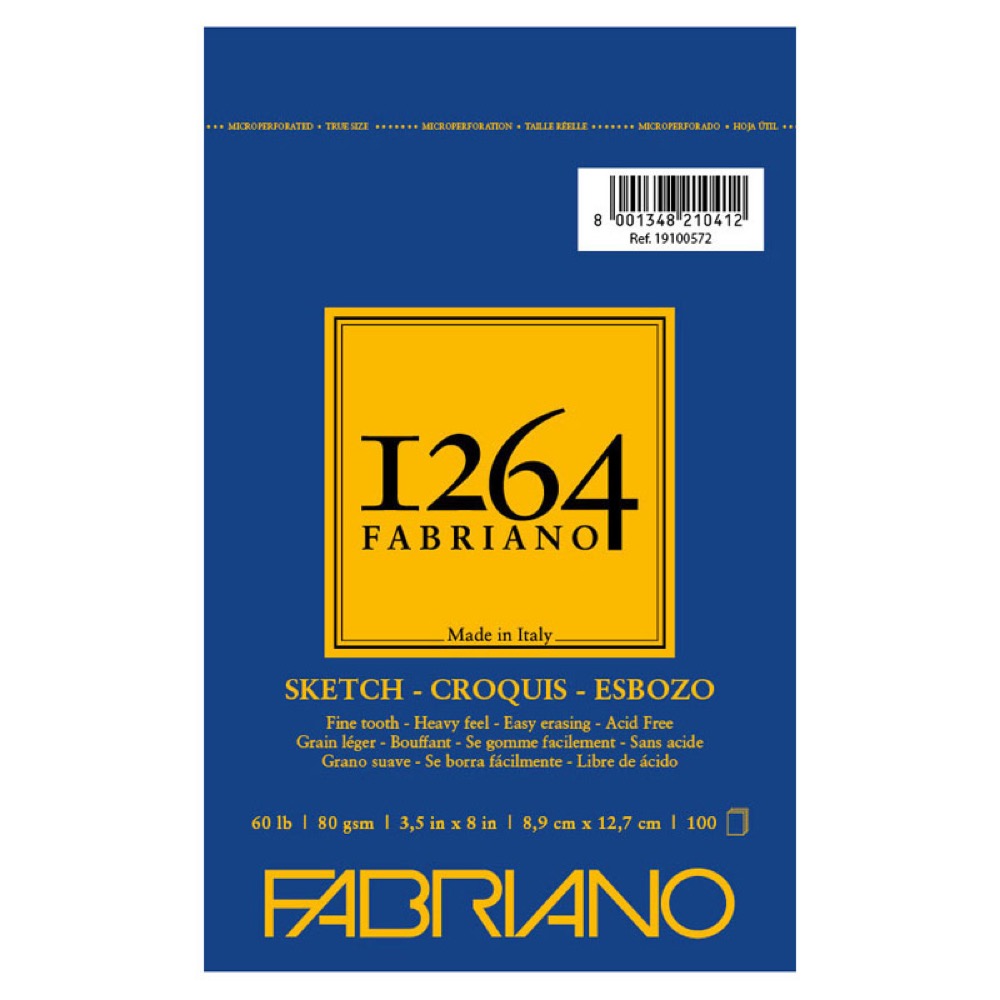 Fabriano 1264 Sketch Spiral Paper Pad 3.5"x5" Fine