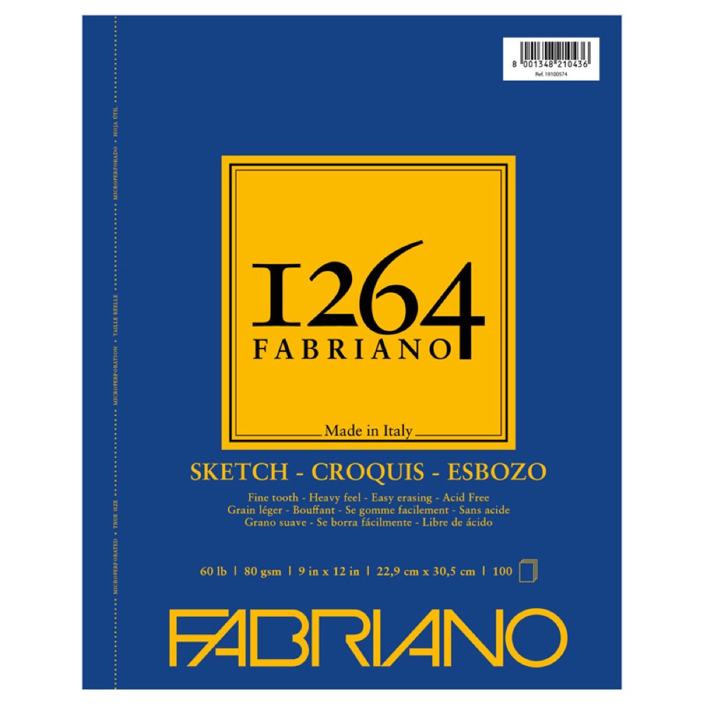Fabriano 1264 Sketch Spiral Paper Pad 9"x12" Fine
