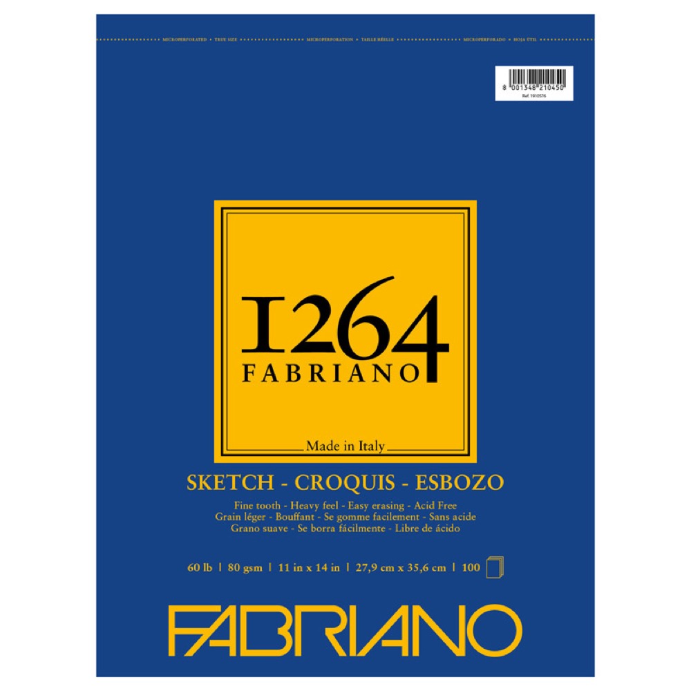 Fabriano 1264 Sketch Spiral Sketch Pad 11"x14" Fine