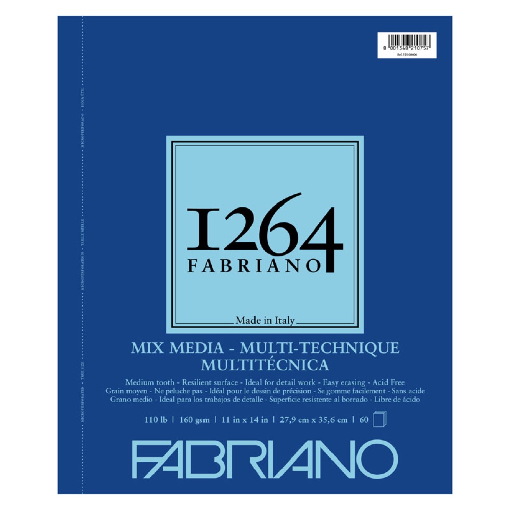 Fabriano 1264 Mix Media Paper Pad 110lb 11"x14" Medium