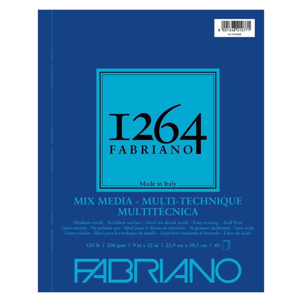 Fabriano 1264 Mix Media Paper Pad 120lb 9"x12" Medium