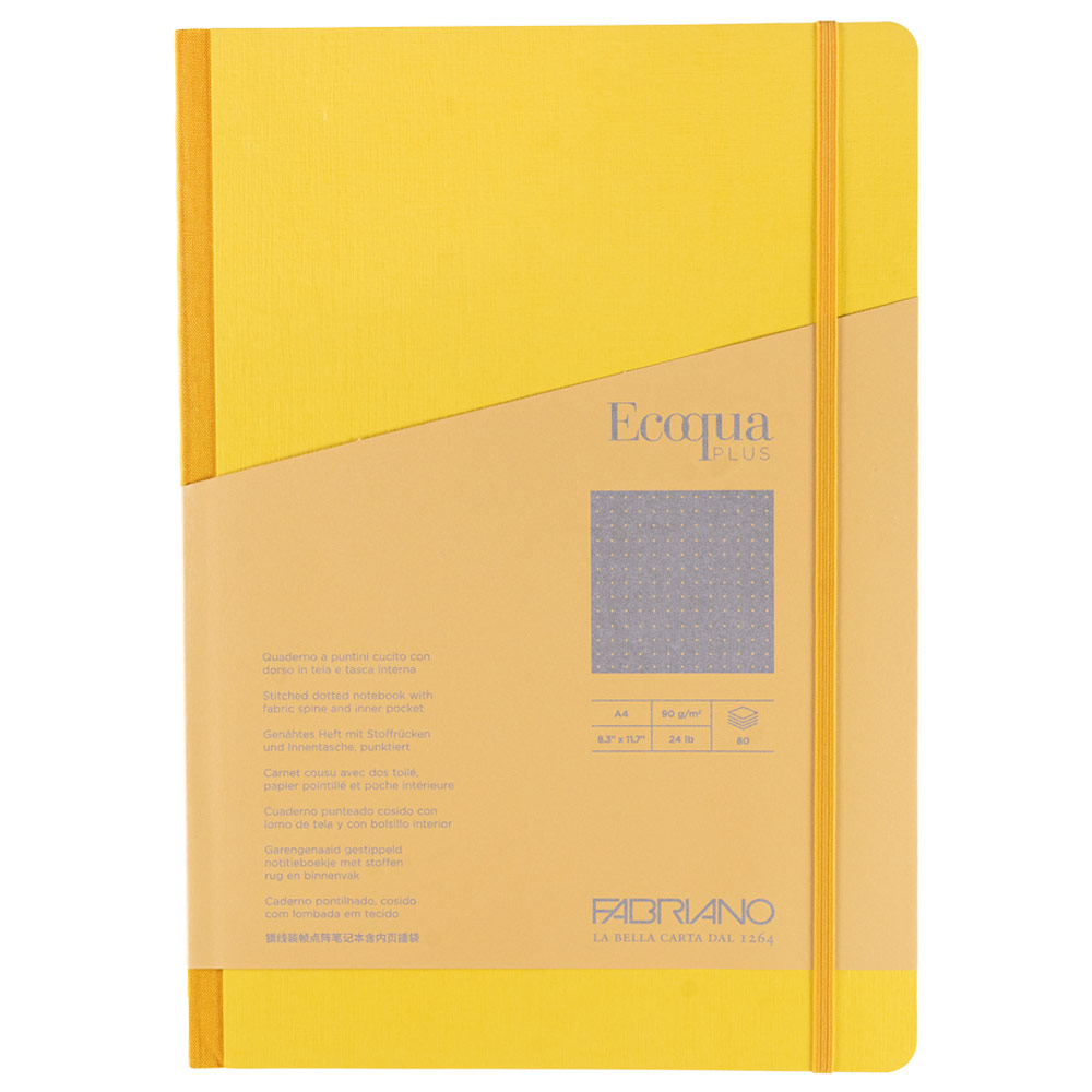 Fabriano Ecoqua Plus Fabric-Bound Dot A4 Notebook 8.3"x11.7" Yellow