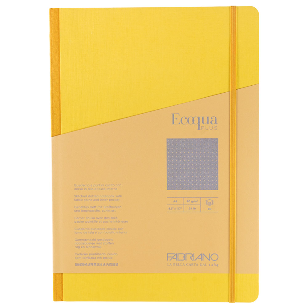 Fabriano A4 Ecoqua Plus Fabric-Bound Dot Notebook 8.3"x11.7" Yellow