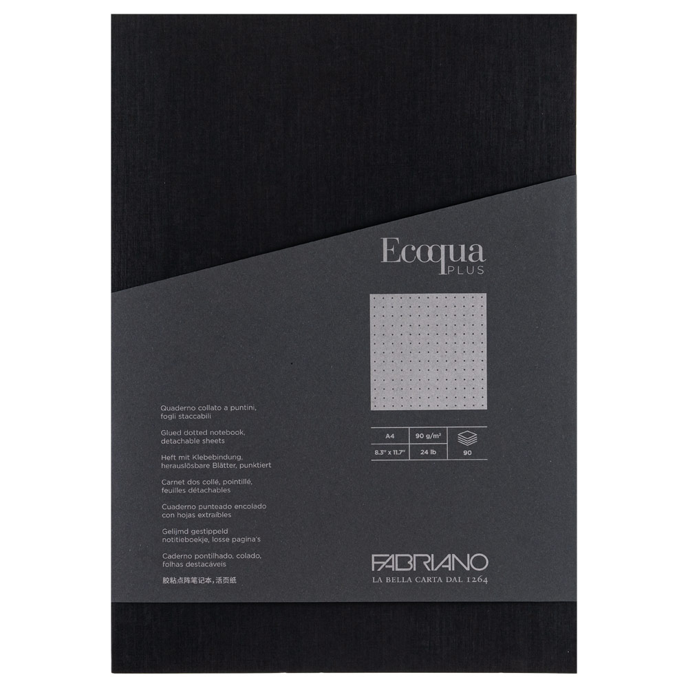 Fabriano A4 Ecoqua Plus Glue-Bound Dot Notebook 8.3"x11.7" Black