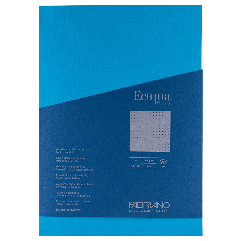 Fabriano A4 Ecoqua Plus Glue-Bound Dot Notebook 8.3"x11.7" Turquoise
