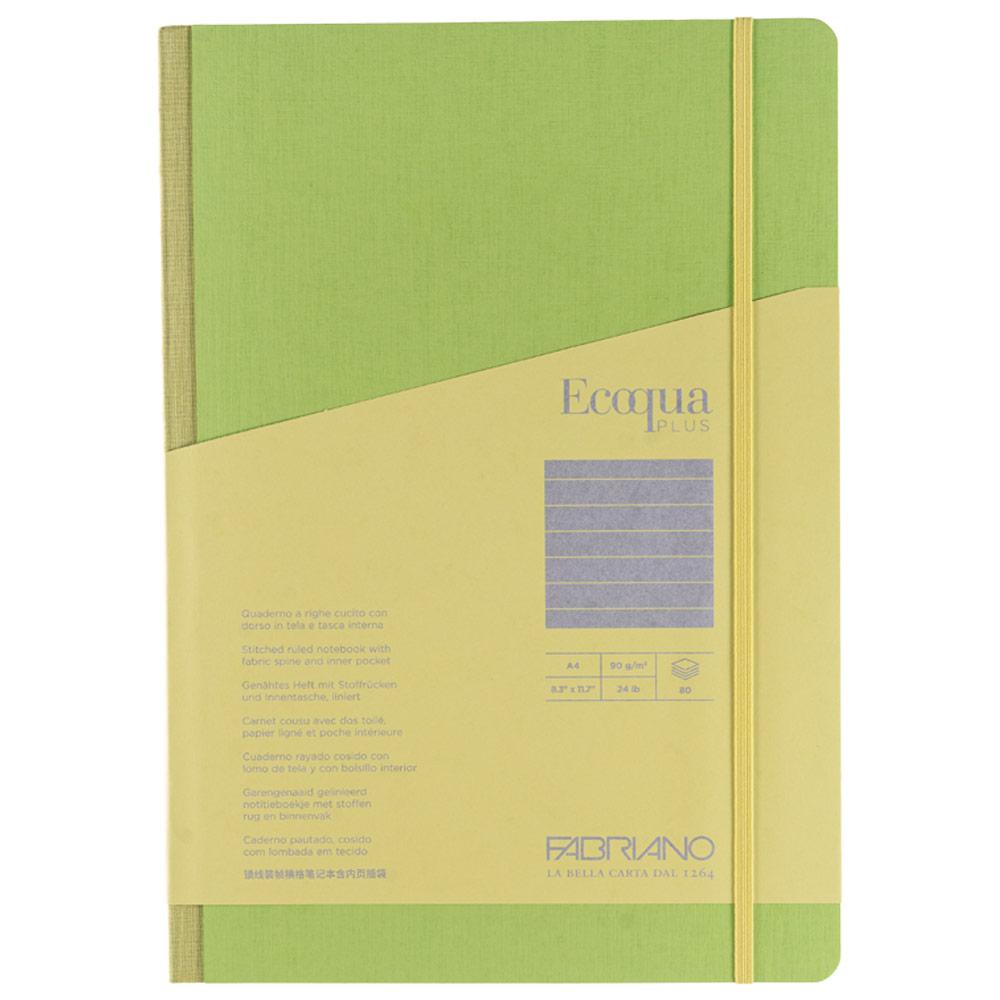 Fabriano A4 Ecoqua Plus Fabric-Bound Lined Notebook 8.3"x11.7" Lime