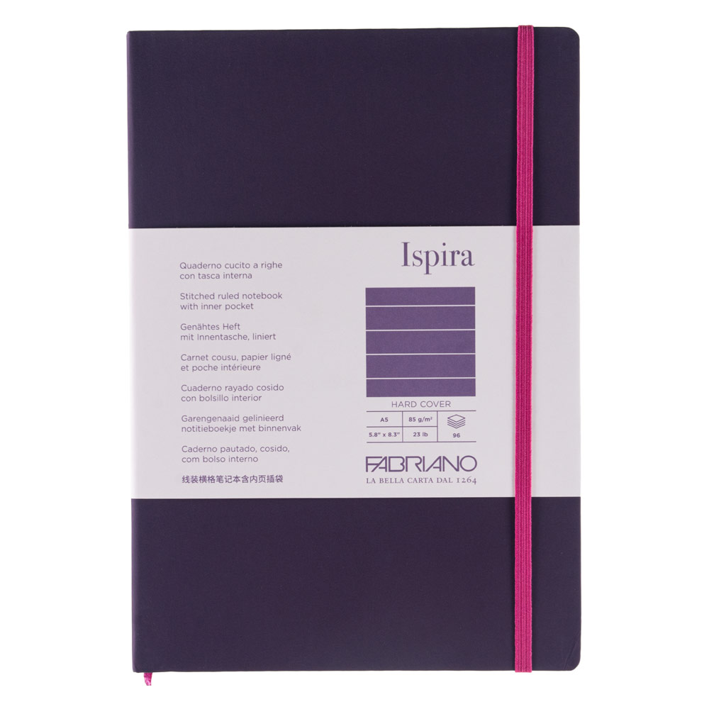 Fabriano Ispira Hard-Cover Lined Notebook 5.8"x8.3" Purple