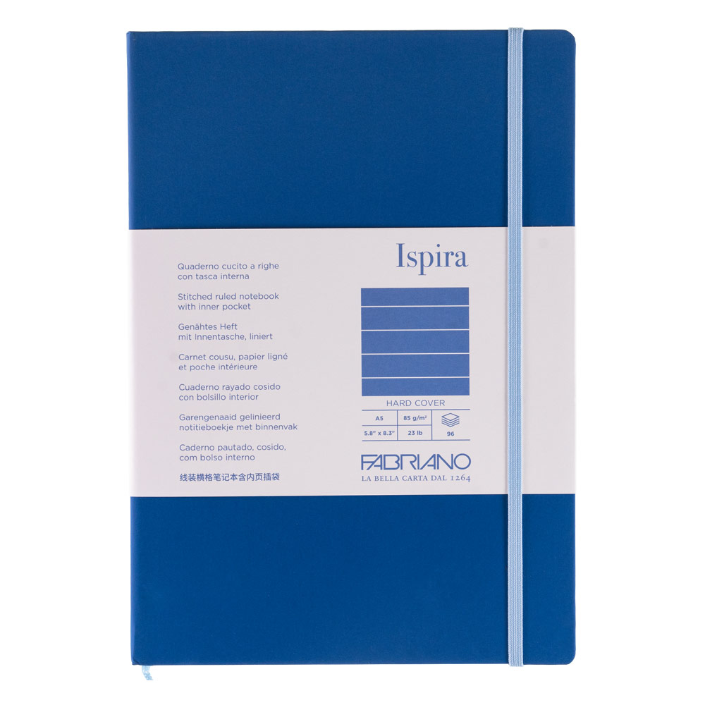 Fabriano Ispira Hard-Cover Line Notebook 5.8"x8.3" Blue