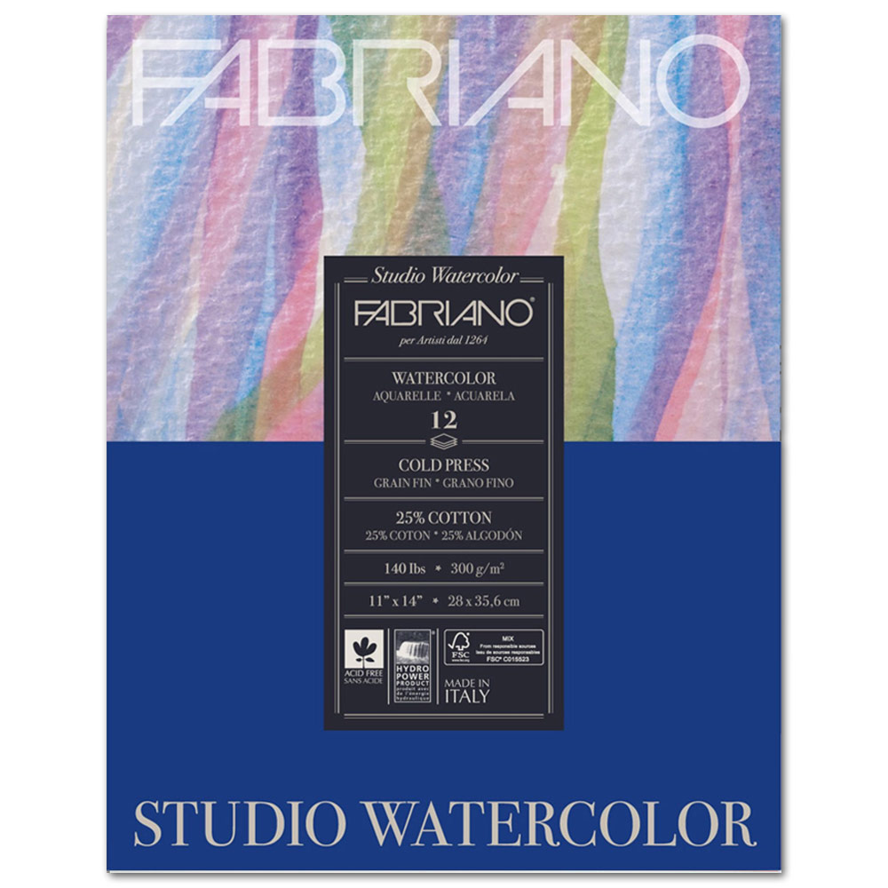 Fabriano Studio Watercolor Pad 140lb 11"x14" Cold Press