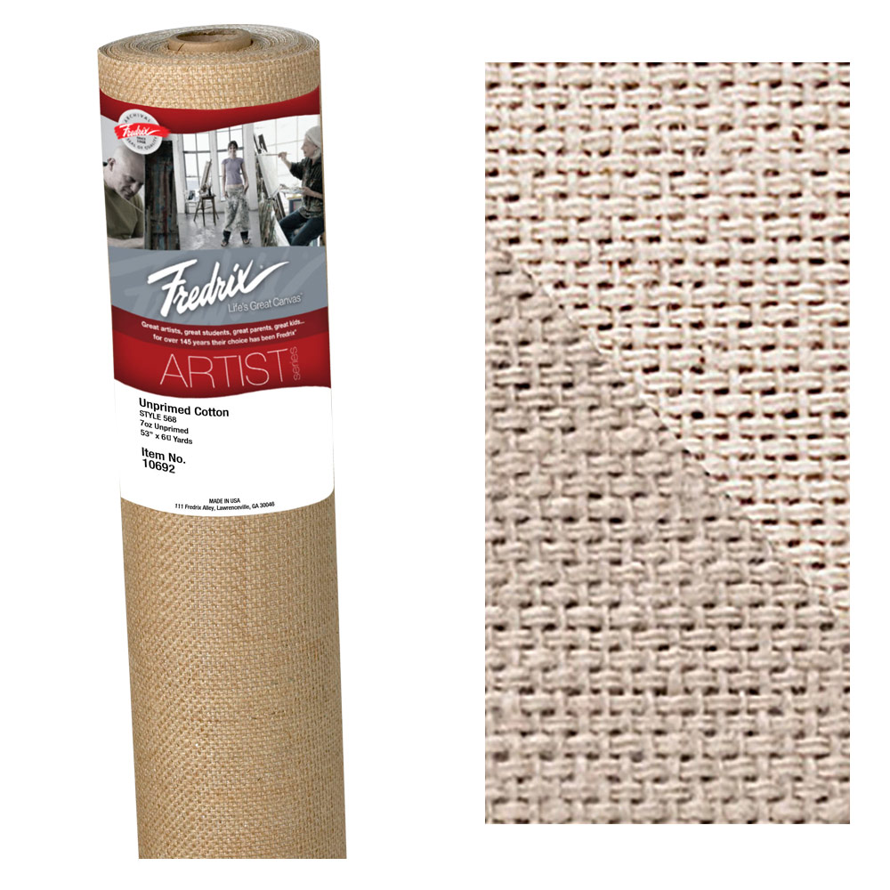 Fredrix ARTIST SERIES 7oz #568 Raw Cotton Canvas Roll 53" Wide - Per Foot