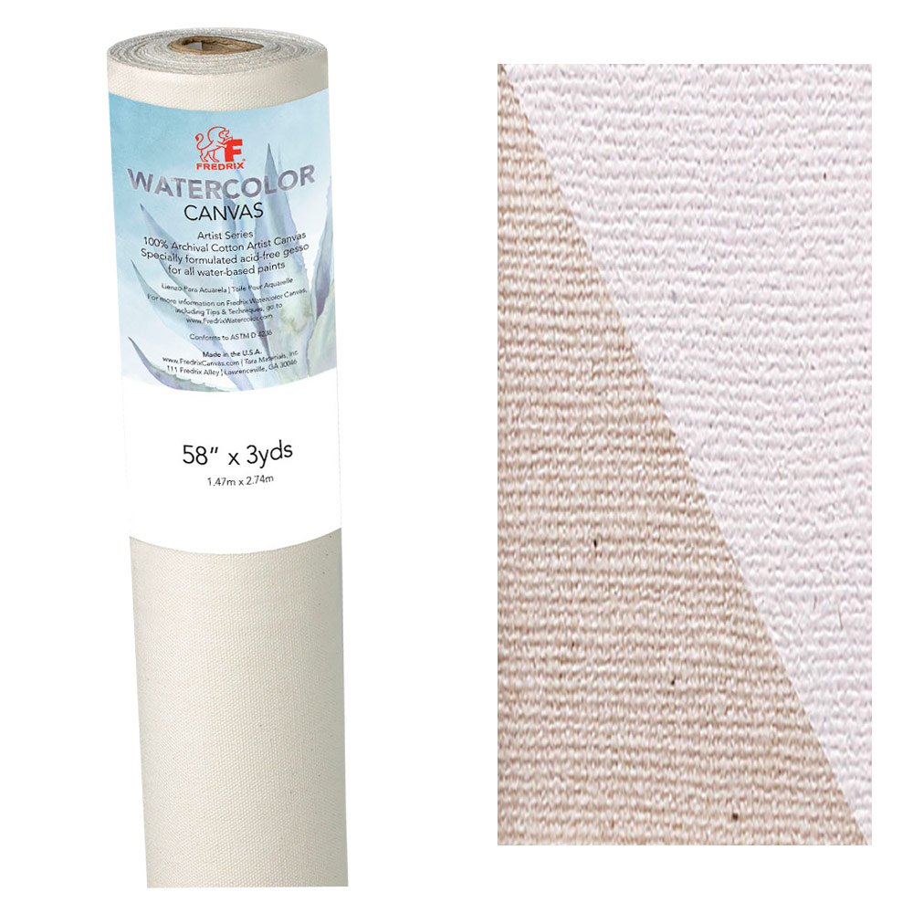 Fredrix ARTIST SERIES 7.7oz Watercolor Cotton Canvas Roll 58"x3yd