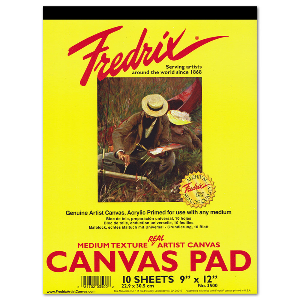 Fredrix Artist Medium Texture Canvas Pad 10 Sheets 9"x12" White