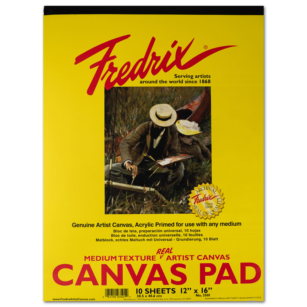 Fredrix Artist Medium Texture Canvas Pad 10 Sheets 12"x16" White