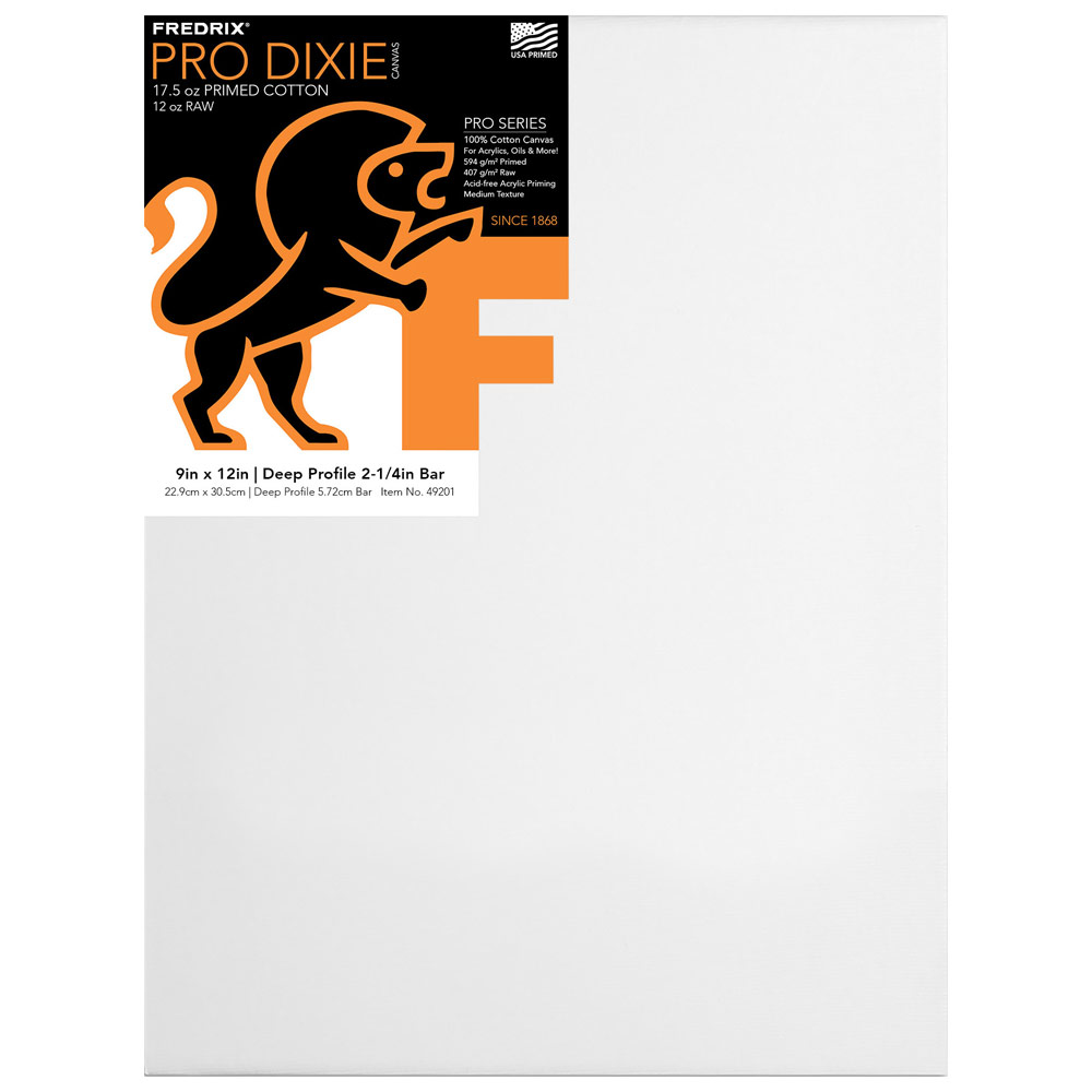Fredrix PRO DIXIE 12oz Acrylic Primed Cotton Canvas 2-1/4" Gallery 9"x12"