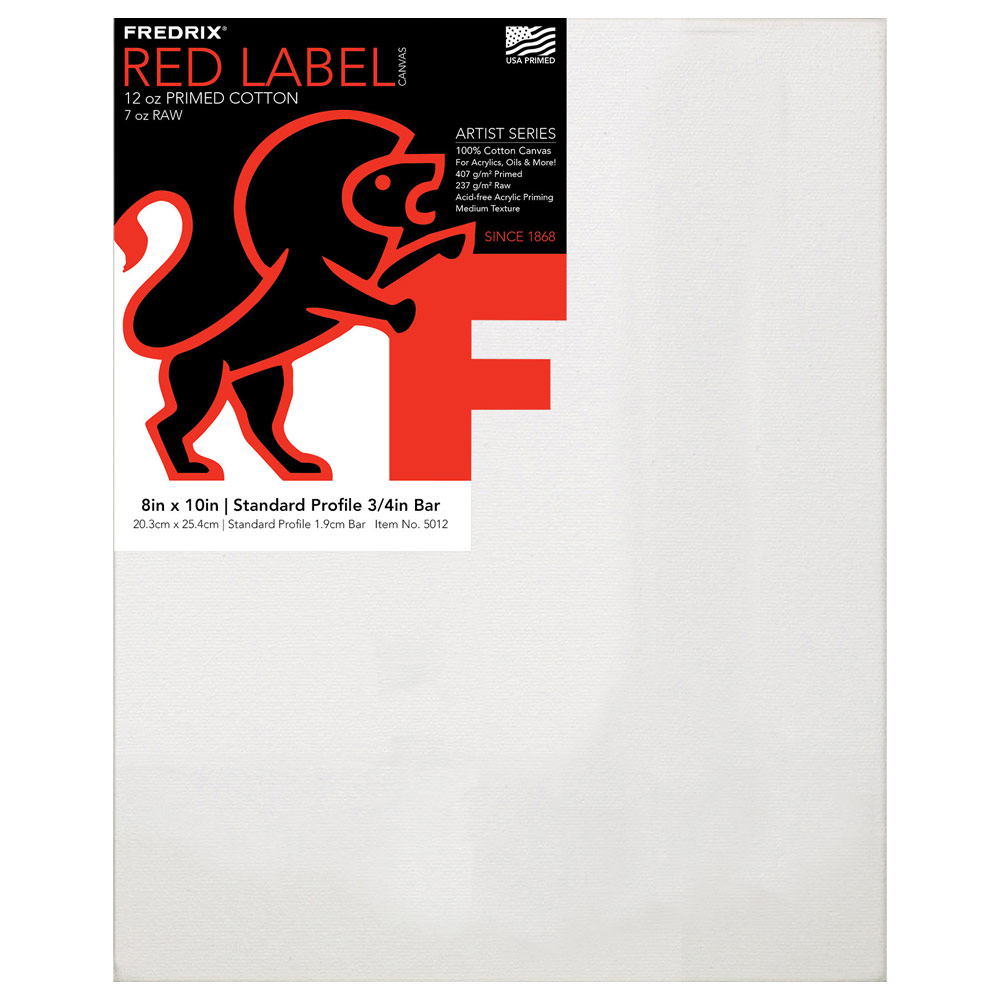 Fredrix RED LABEL 12oz Acrylic Primed Cotton Canvas 3/4" Studio 8"x10"