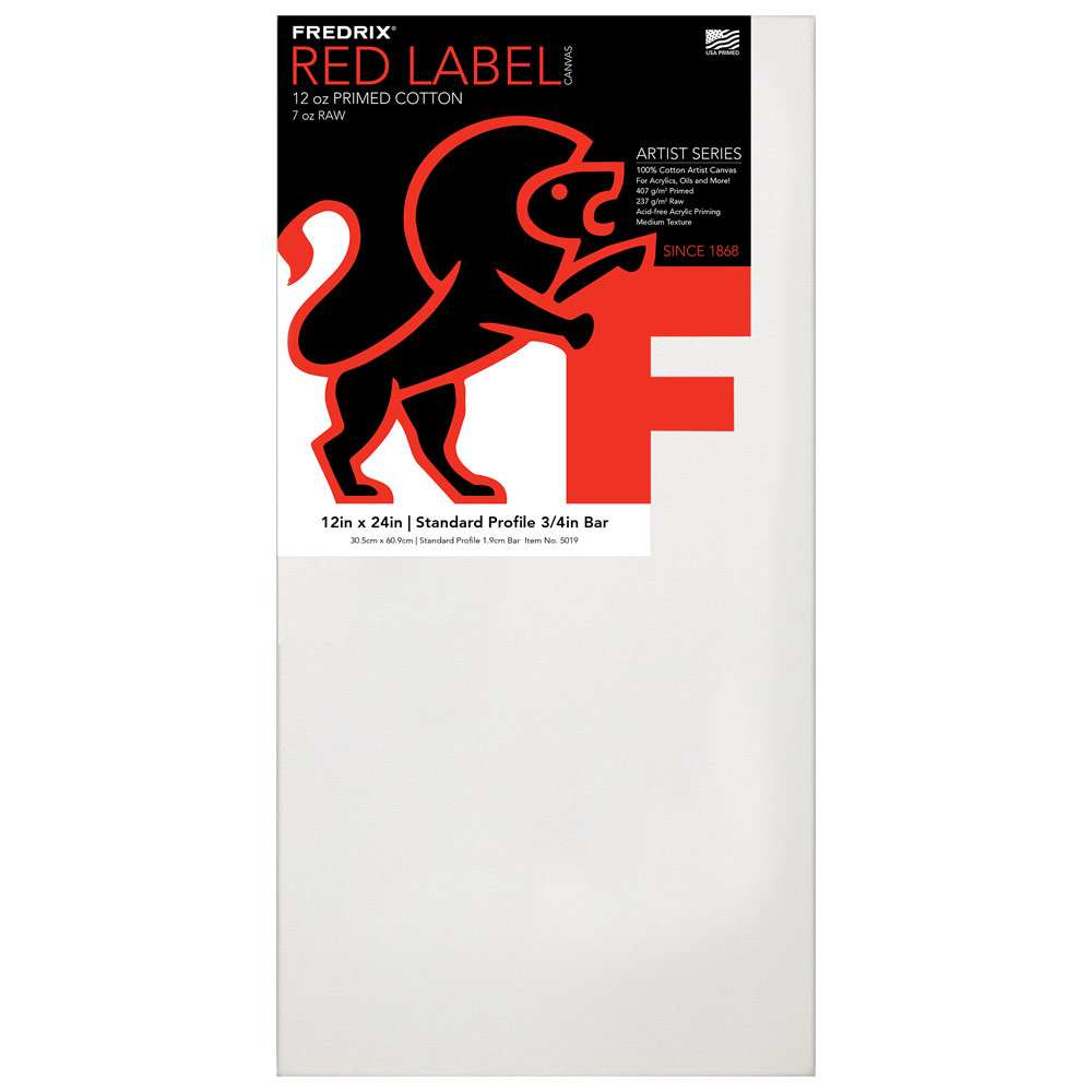 Fredrix RED LABEL 12oz Acrylic Primed Cotton Canvas 3/4" Studio 12"x24"