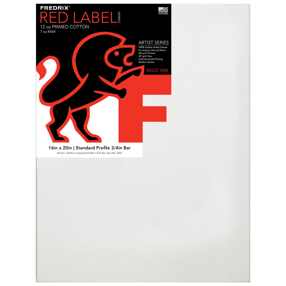 Fredrix RED LABEL 12oz Acrylic Primed Cotton Canvas 3/4" Studio 16"x20"