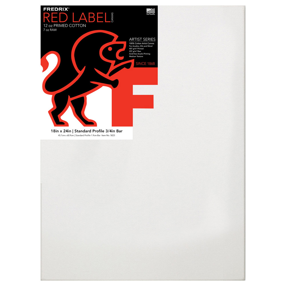 Fredrix RED LABEL 12oz Acrylic Primed Cotton Canvas 3/4" Studio 18"x24"