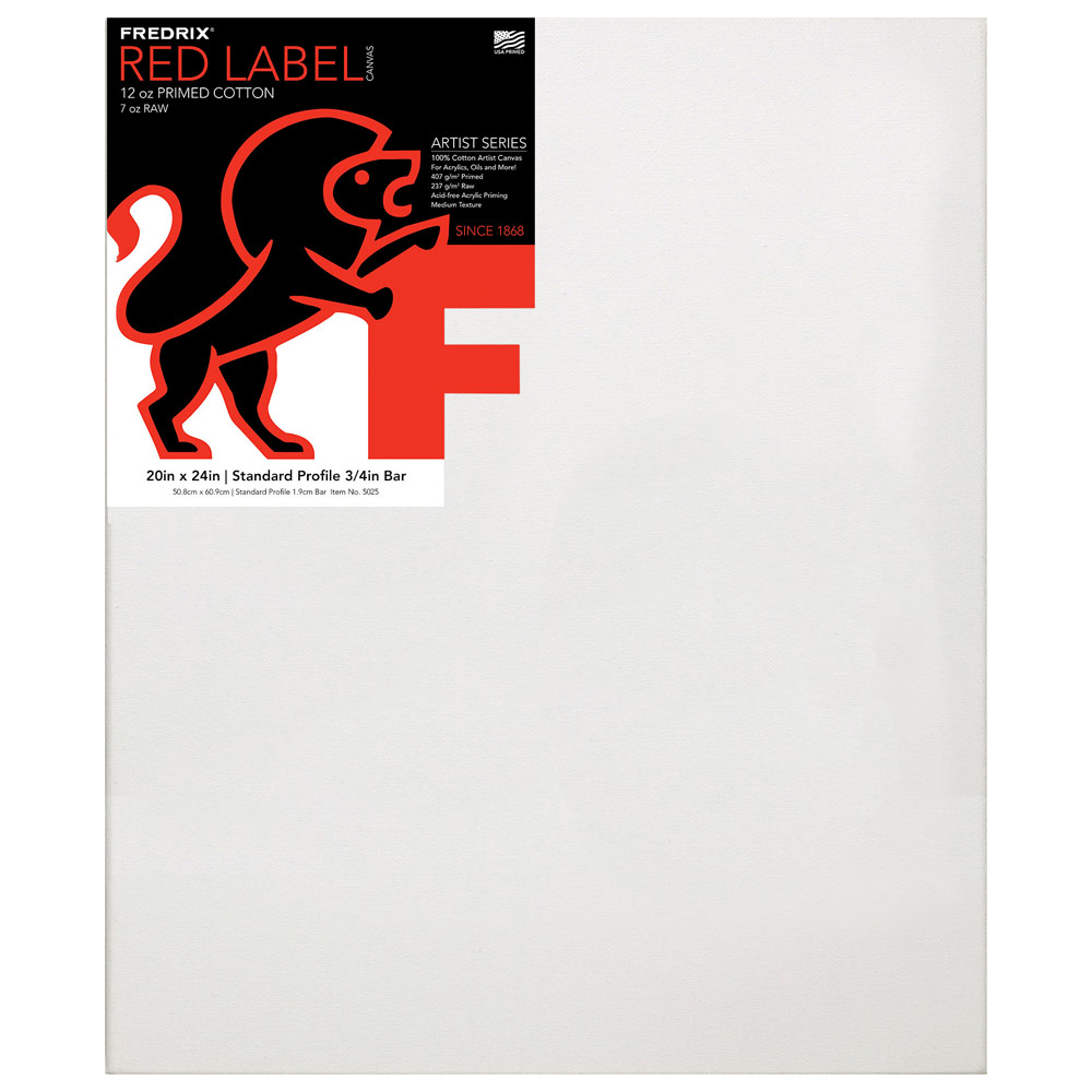 Fredrix RED LABEL 12oz Acrylic Primed Cotton Canvas 3/4" Studio 20"x24"