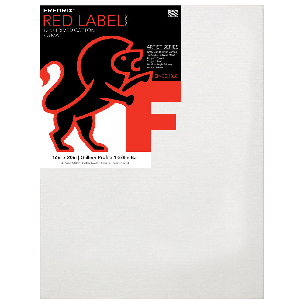 Fredrix RED LABEL 12oz Acrylic Primed Cotton Canvas 1-3/8" Gallery 16"x20"