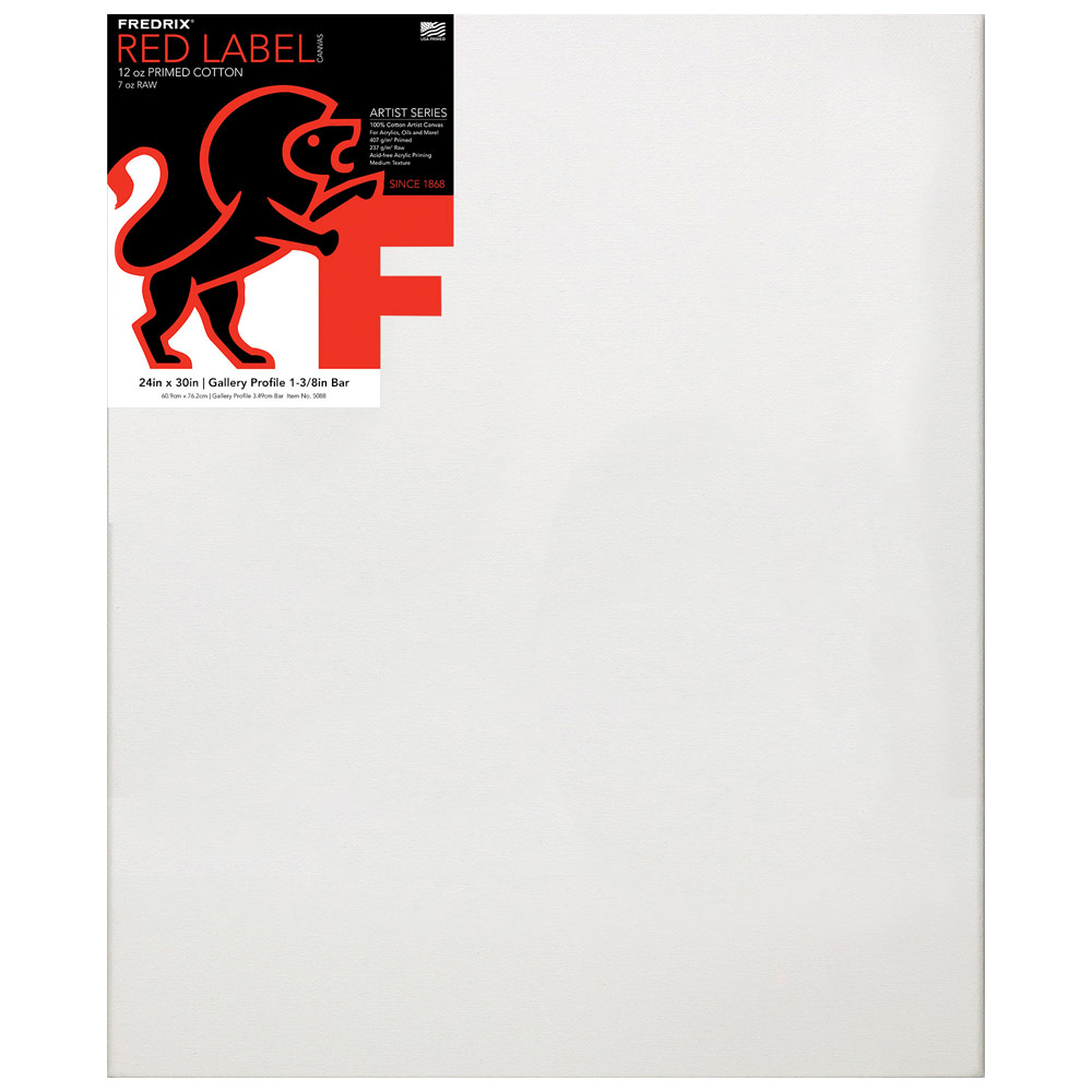 Fredrix RED LABEL 12oz Acrylic Primed Cotton Canvas 1-3/8" Gallery 24"x30"